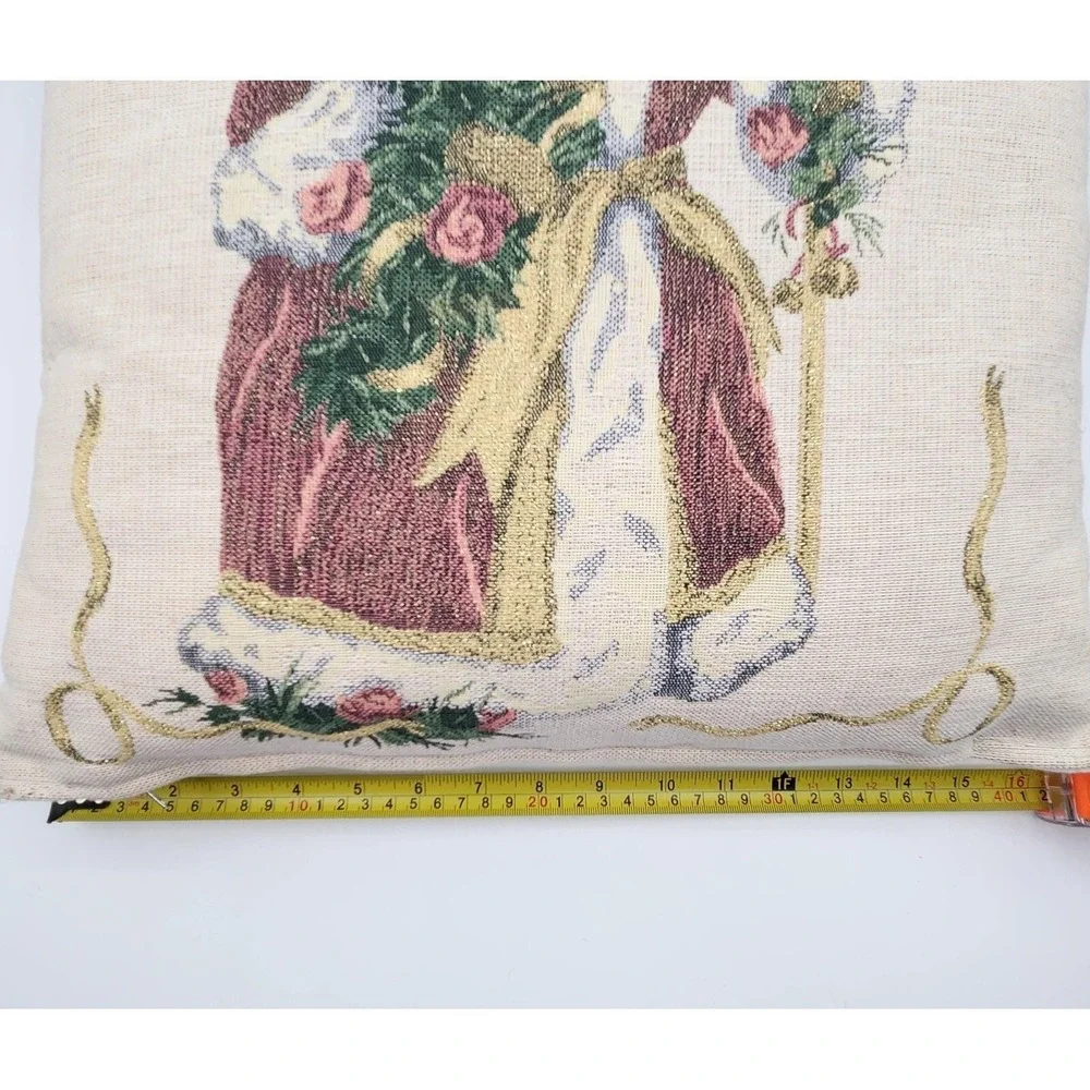 Vintage Needlepoint Christmas Santa Pillow Cover With Zipper 16